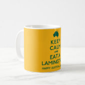 Behalt Calm und Eat A Lamington Australian Kaffeetasse (Vorderseite Links)