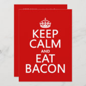Behalt Calm und Eat Bacon Einladung (Vorne/Hinten)