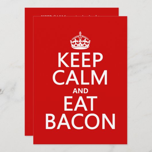 Behalt Calm und Eat Bacon Einladung (Vorne/Hinten)
