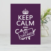 Behalt Calm und Eat Cupcakes Einladung (Stehend Vorderseite)