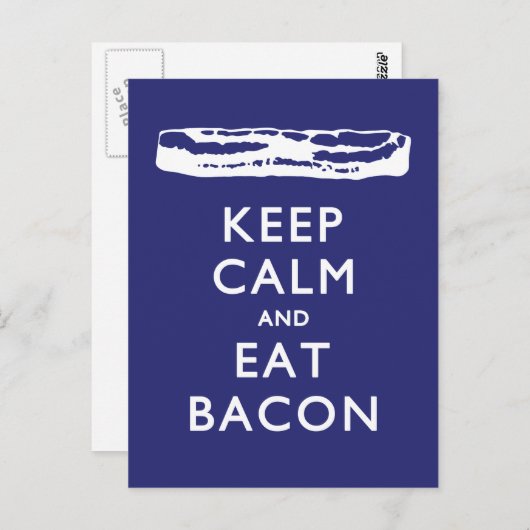 BEHALT CALM UND ESSEN BACON POSTKARTE (Vorne/Hinten)