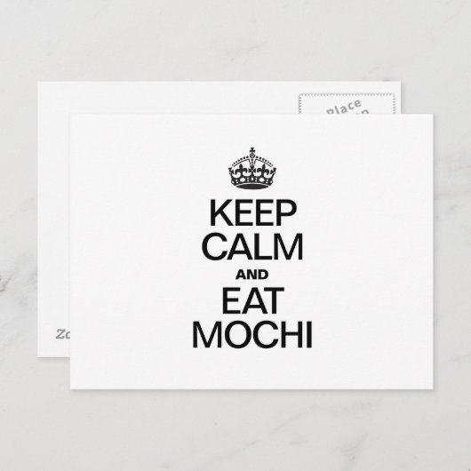 BEHALT CALM UND ESSEN MOCHI POSTKARTE (Vorne/Hinten)