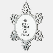BEHALT CALM UND ESSEN PASTA SCHNEEFLOCKEN Zinn-Ornament (Rechts)