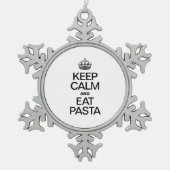 BEHALT CALM UND ESSEN PASTA SCHNEEFLOCKEN Zinn-Ornament (Vorderseite)