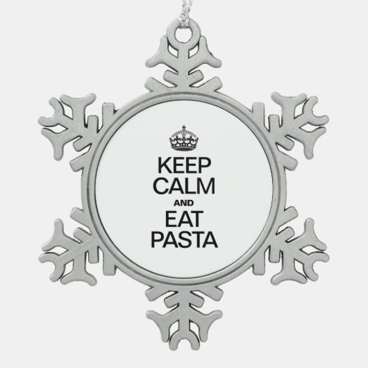 BEHALT CALM UND ESSEN PASTA SCHNEEFLOCKEN Zinn-Ornament (Vorderseite)