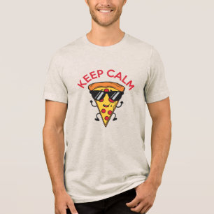 Behalt Calm und essen Pizza Tri-Blend Shirt
