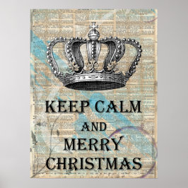 Behalt Calm und frohe Weihnachten Vintage Kronkuns Poster