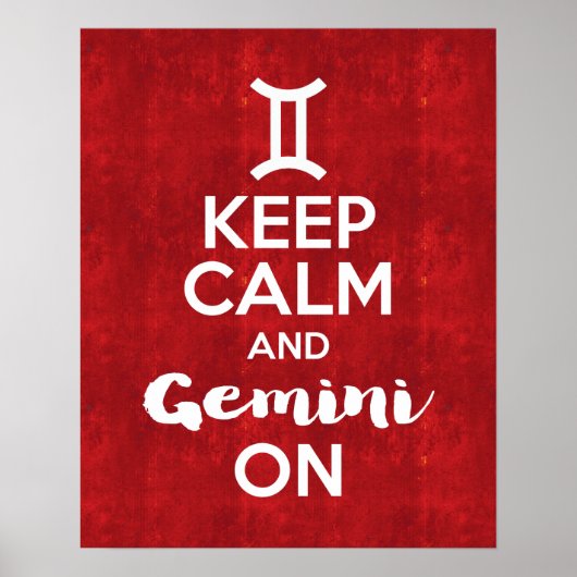 Behalt Calm und Gemini auf Astrologie Rot Vintag Poster (Vorne)