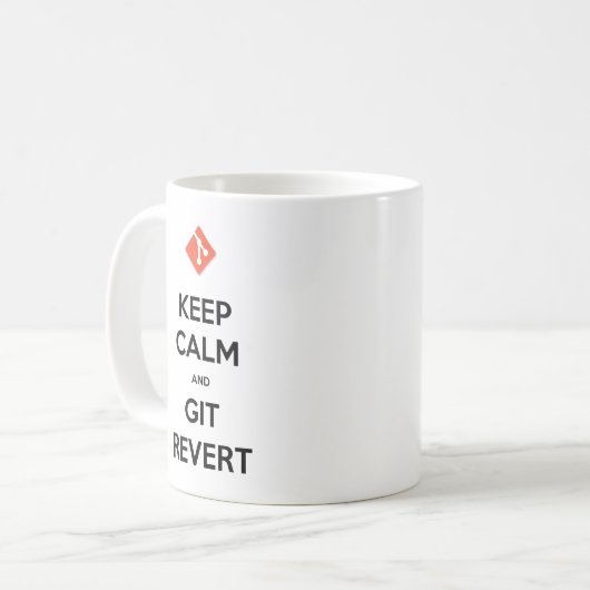 Behalt Calm und Git Revert Coffee Cup Kaffeetasse (Vorderseite Links)