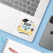 Behalt Calm und Graduate Aufkleber (Laptop mit iPhone)