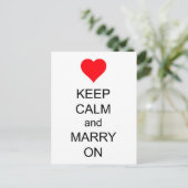 Behalt Calm und heiraten am roten Herzen Postkarte (Stehend Vorderseite)