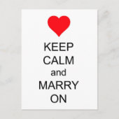 Behalt Calm und heiraten am roten Herzen Postkarte (Vorderseite)
