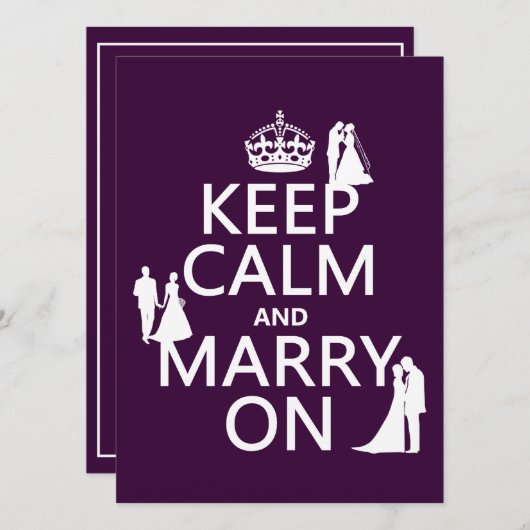 Behalt Calm und heiraten On (alle Farben) Einladung (Vorne/Hinten)