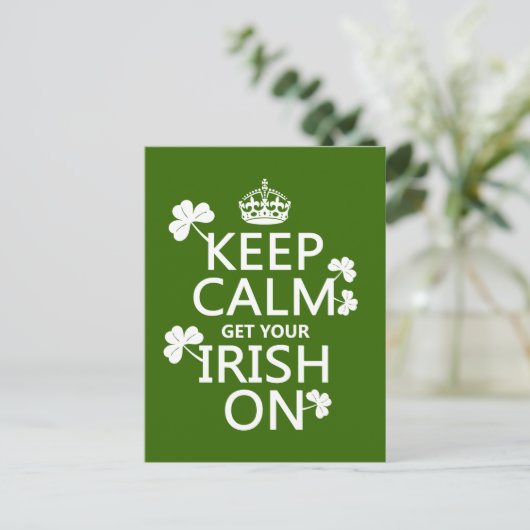 Behalt Calm und hol dein Irish On (jede beliebige Postkarte (Stehend Vorderseite)