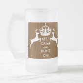 BEHALT CALM und JAGD auf zwei tanzenden Hirschkörn Mattglas Bierglas (Links)