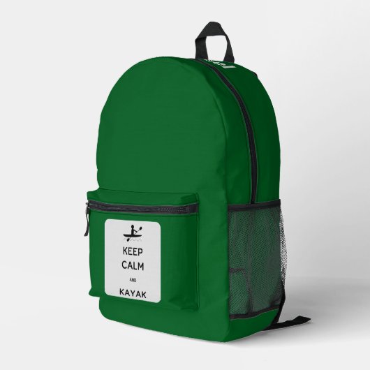 Behalt Calm und Kayak Individuelle Name Dark Green Bedruckter Rucksack (Rückseitige Ecke Rechts)