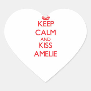 Behalt Calm und kiss Amelie Herz-Aufkleber