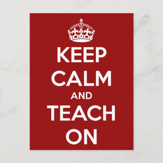 Behalt Calm und lehre auf Red Postkarte (Vorderseite)