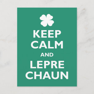 Behalt Calm und Leprechaun Postkarte