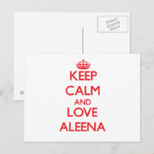 Behalt Calm und Liebe Aleena Postkarte (Vorne/Hinten)