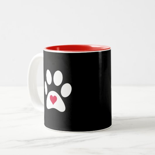 "BEHALT CALM UND LIEBE DEINER TIERE" ZWEI-KAFFEE ZWEIFARBIGE TASSE (Vorderseite Links)