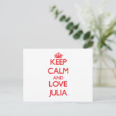 Behalt Calm und Liebe Julia Postkarte (Stehend Vorderseite)