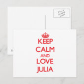 Behalt Calm und Liebe Julia Postkarte (Vorne/Hinten)