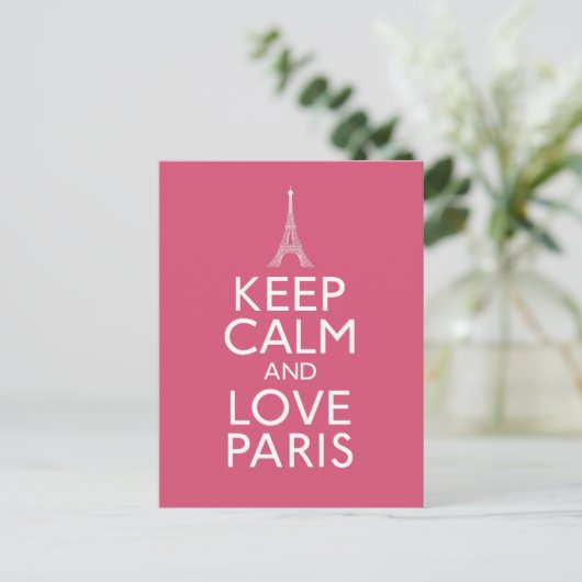 Behalt Calm und Liebe Paris Postkarte (Stehend Vorderseite)