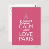 Behalt Calm und Liebe Paris Postkarte (Vorne/Hinten)