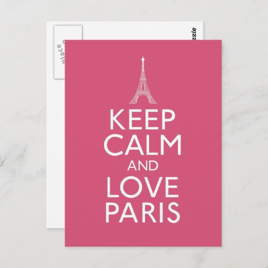 Behalt Calm und Liebe Paris Postkarte (Vorne/Hinten)