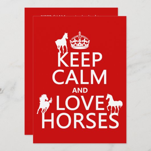 Behalt Calm und Liebe Pferde - alle Farben Einladung (Vorne/Hinten)