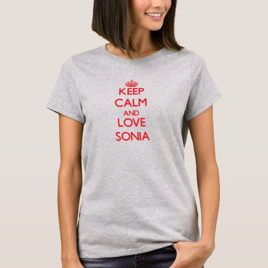 Behalt Calm und Liebe Sonia T-Shirt (Vorderseite)