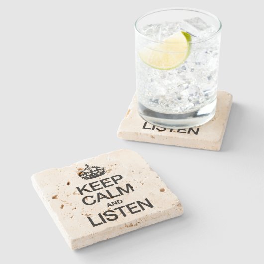 BEHALT CALM UND LISTEN STEINUNTERSETZER (Seitenansicht)