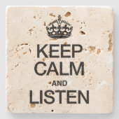 BEHALT CALM UND LISTEN STEINUNTERSETZER (Vorderseite)