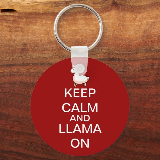 Behalt Calm und Llama auf Schlüsselanhänger (Vorderseite)