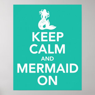 Behalt Calm und Mermaid Auf Druckplakat in Aqua Poster