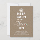 Behalt Calm und Merry on Kraft Funny Holiday Party Einladung (Vorderseite)