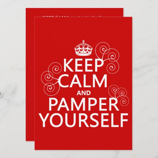 Behalt Calm und Pamper You (beliebige Farbe) Einladung (Vorne/Hinten)