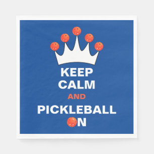 Behalt Calm und Pickleball On, Blue Orange und Whi Serviette