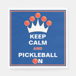 Behalt Calm und Pickleball On, Blue Orange und Whi Serviette
