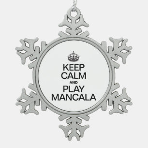 BEHALT CALM UND PLAY MANCALA SCHNEEFLOCKEN Zinn-Ornament