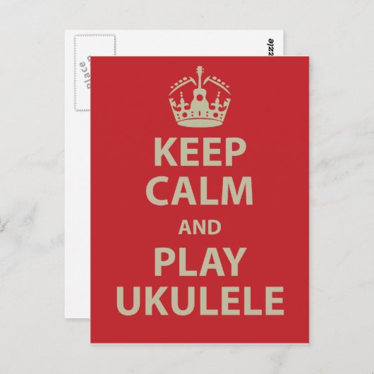 Behalt Calm und Play Ukulele Postkarte (Vorne/Hinten)