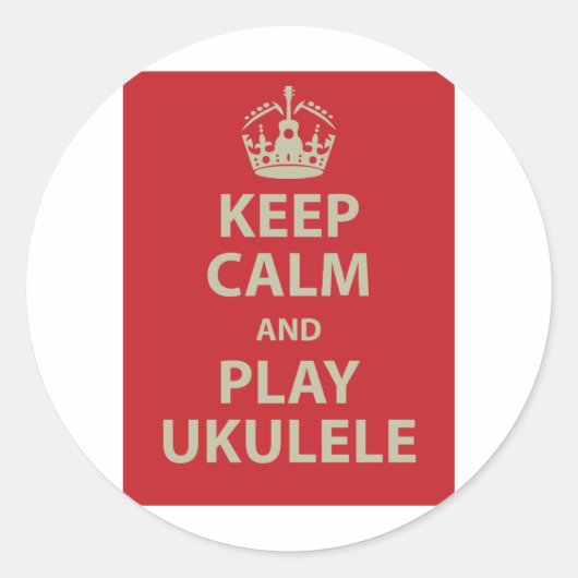 Behalt Calm und Play Ukulele Runder Aufkleber (Vorderseite)
