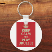 Behalt Calm und Play Ukulele Schlüsselanhänger (Vorderseite)