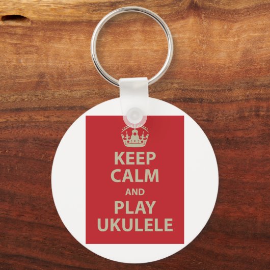 Behalt Calm und Play Ukulele Schlüsselanhänger (Vorderseite)