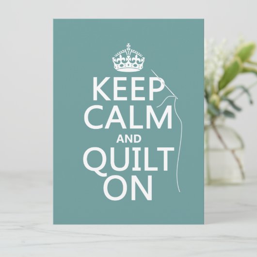 Behalt Calm und Quilt On - in allen Farben erhältl Einladung (Stehend Vorderseite)