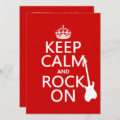 Behalt Calm und Rock On (Gitarre) (beliebige Farbe Einladung (Vorne/Hinten)