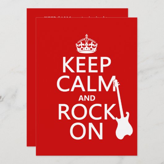 Behalt Calm und Rock On (Gitarre) (beliebige Farbe Einladung (Vorne/Hinten)