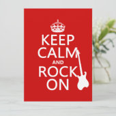 Behalt Calm und Rock On (Gitarre) (beliebige Farbe Einladung (Stehend Vorderseite)