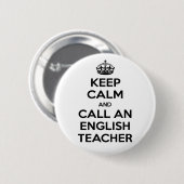Behalt Calm und rufe einen Englischlehrer an Button (Vorne & Hinten)